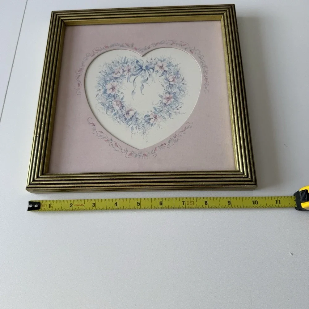 Vintage HOMCO‎ Home Interiors Floral Heart Picture with Gold Frame Cottage Core